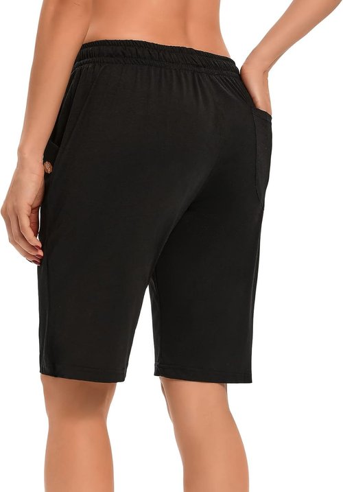LUCKYCATCUS Women's Bermuda Shorts - Comfortable Jersey Athletic Shorts with Pockets | Knee-Length Design