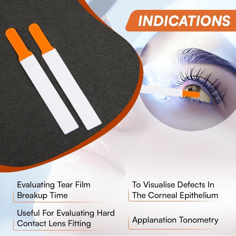 Ophthalmic Fluoro Touch Strips - 1200 Strips by KASHSURG -(4 x 300=1200 Count)