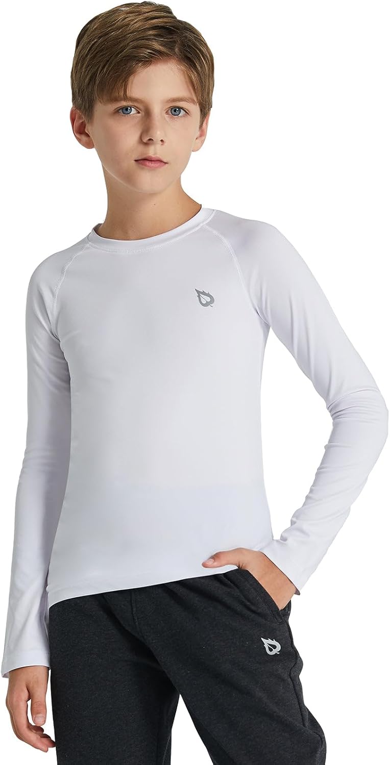 Baleaf Boys Compression Shirt - Long Sleeve Youth Undershirt for Football & Baseball | Quick-Dry Cold Gear