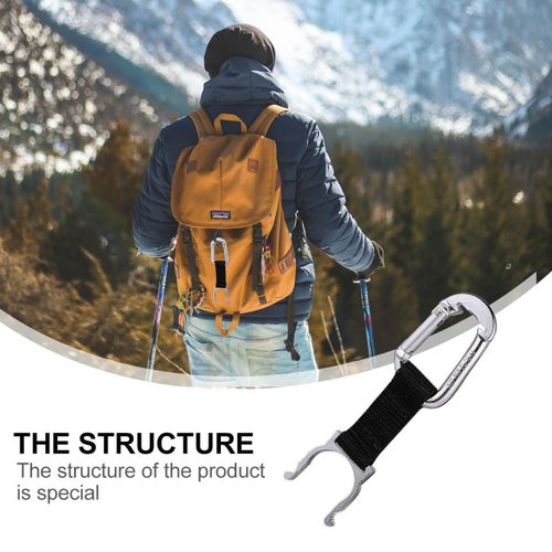 Hemoton Water Bottle Holder Clip Lightweight Aluminum D-Shaped Buckle Portable Carrier for Camping Hiking Outdoor Sports 5-Pack