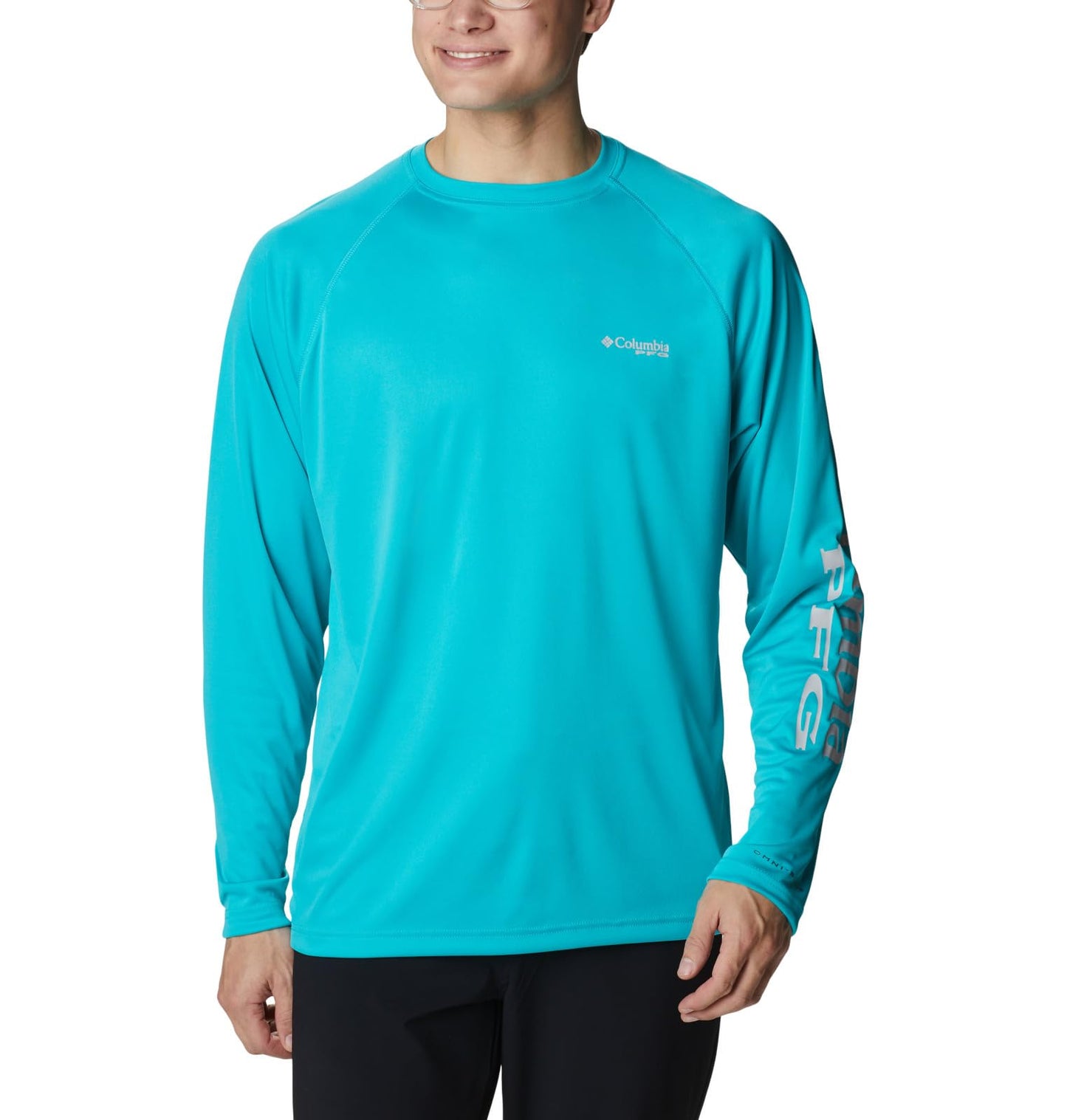 Columbia Men's Terminal Tackle Long Sleeve Shirt, Turquoise/Cool Grey Logo, 2X Big
