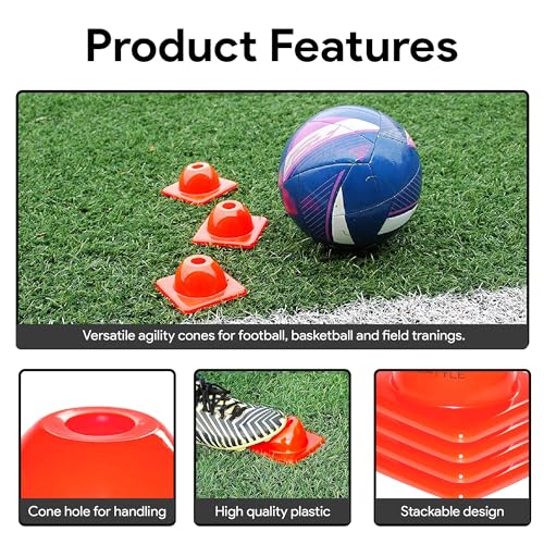 Heavy Duty Agility Training Cones - 2 Inch, Orange, 12 Pack
