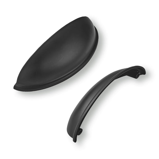 khtumeware 2 Pack 4" Drawer Pulls Matte Black Cabinet Cup Pulls Kitchen Hardware Cabinet Handles Drawer Handles Knobs 4 inch Hole Center