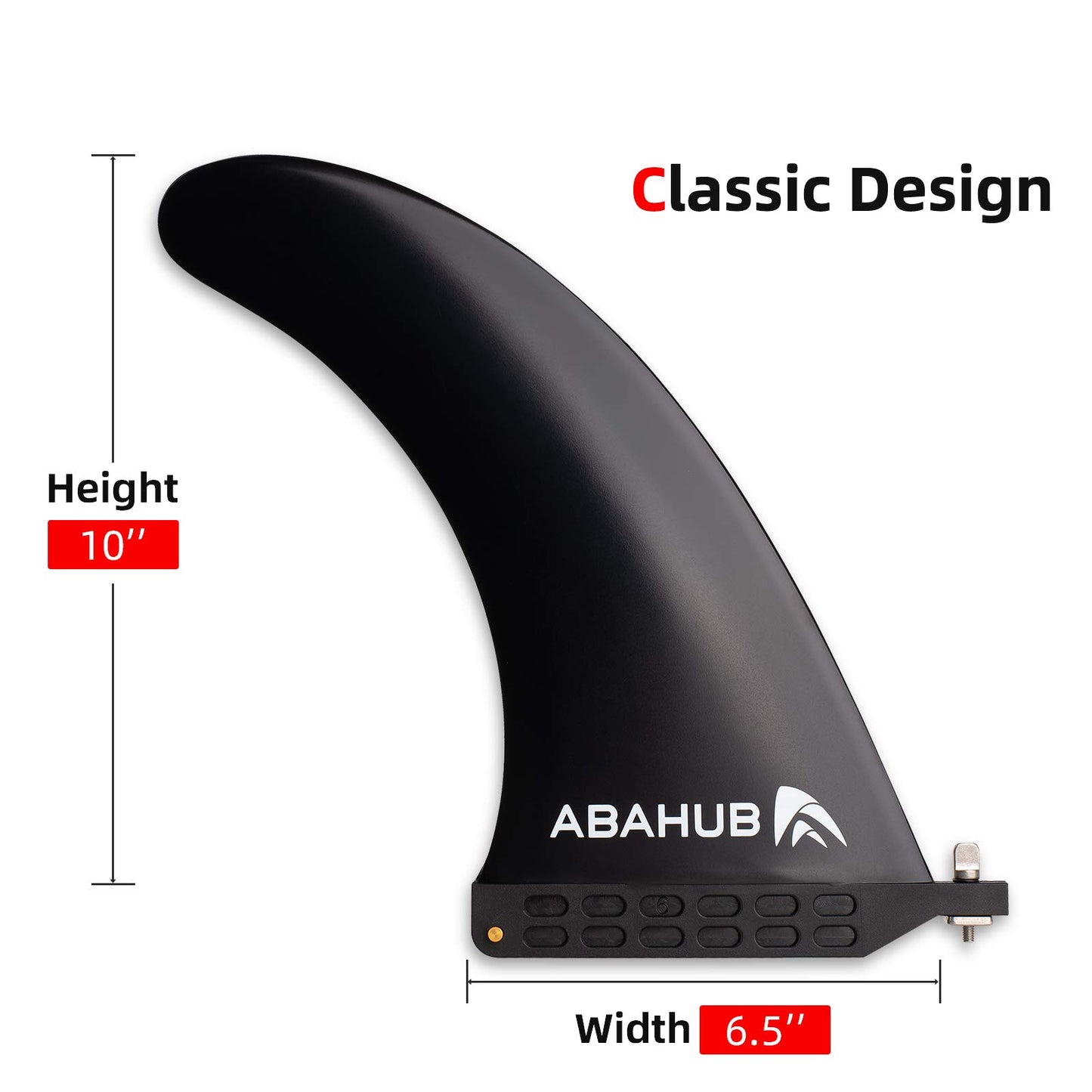 Abahub 10'' Paddleboard Fin with 1 Screw Replacement Center Fins, Black