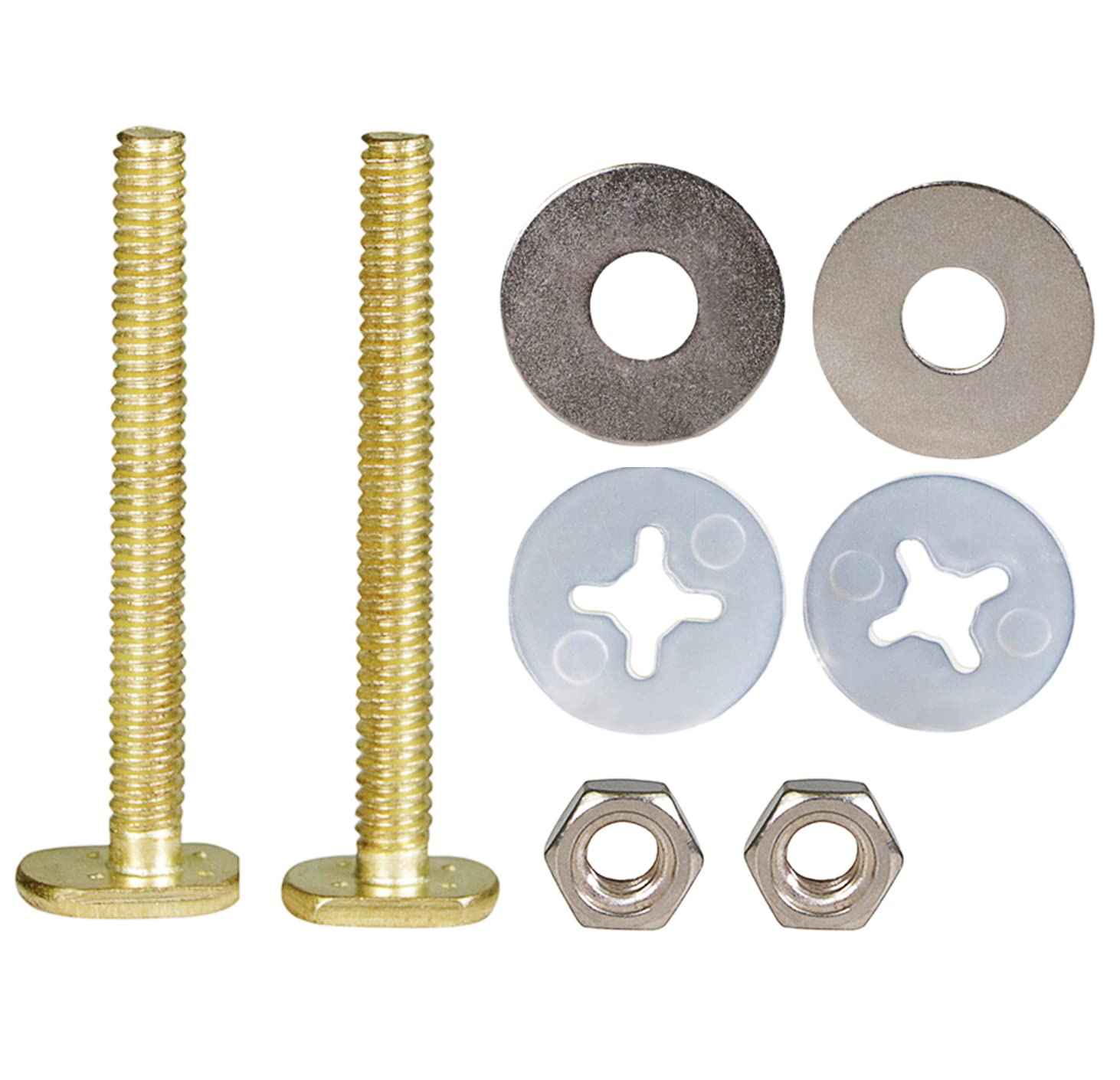 Raven KCDC-36436-200 Brass Plated Closet Bolts with Nuts and Washers For Toilets, 1/4-inch x 2-1/4 inch, Pack of 200
