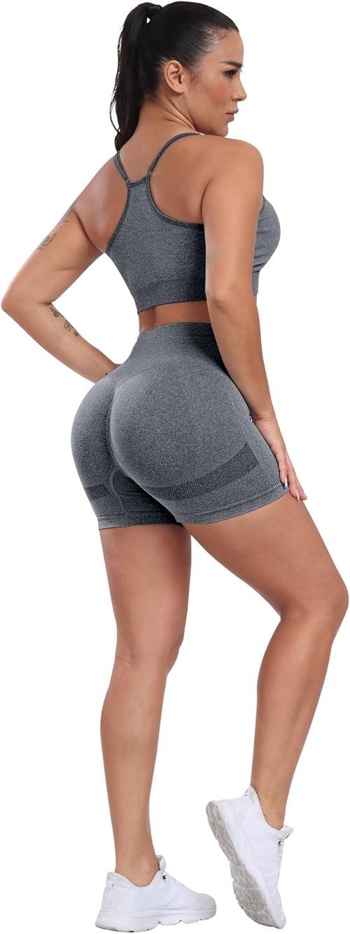 CHRLEISURE Women's High Waisted Booty Shorts - 4 Pack Seamless Gym & Workout Shorts