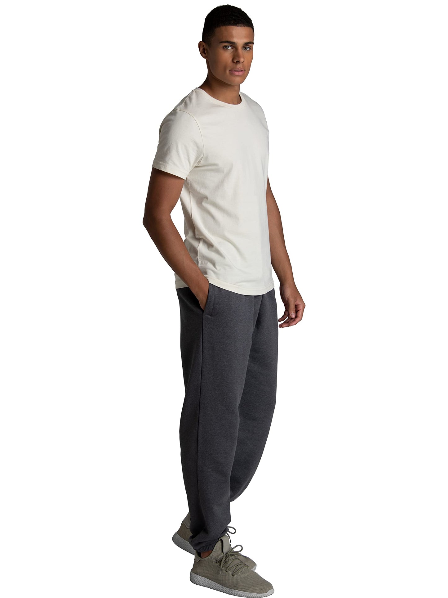 Fruit of the Loom Men's Crafted Comfort Fleece Sweatshirts, Hoodies, & Sweatpants, Super Soft Cotton Blend, Sweatpants - Charcoal Heather, X-Large