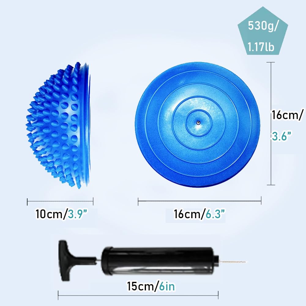 XCZGSW 2PCS Hedgehog Balance Pods, Pimples Pilates Ball, Half Spiky Fitness Domes for Kids Adults Sports, Foot Massage, Stability Training, Muscle Balancing Therapy, Motor Skills Yoga Gymnastics Exercise