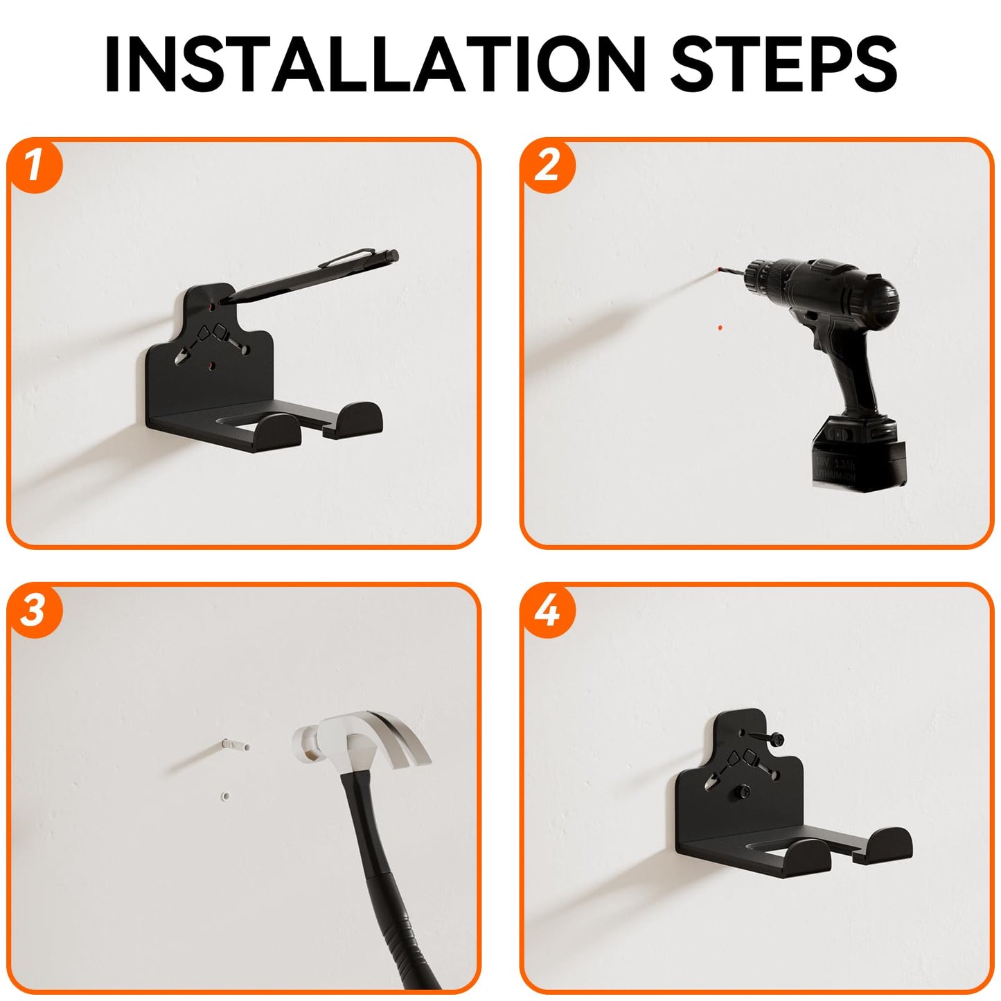 ZGJWJYUU Garage Organization Storage Trimmer Rack, Garden Power Tool Hanger for Grass Trimmer, Hedge Trimmer, Garden Tools, Heavy Duty Weed Whackers Holder Wall Mounted Tool Organizer, 1 Pack