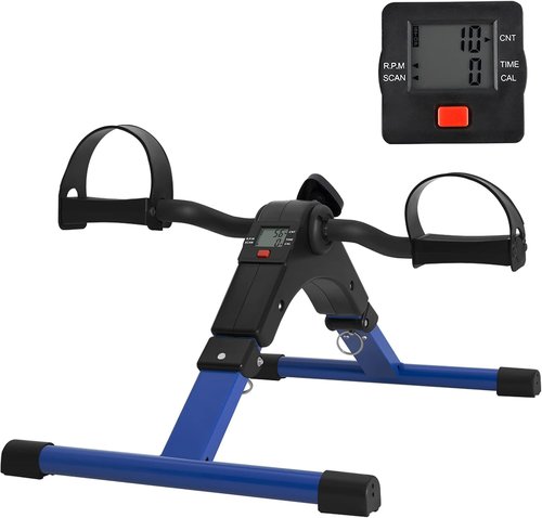 Folding Pedal Exerciser - Mini Under Desk Bike with LCD Display for Arms & Legs Workout | Portable Design for Adults & Seniors