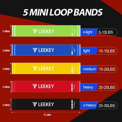 LEEKEY Resistance Bands - Versatile 5-85LB Exercise Bands for Home, Gym, and Travel | Includes Carry Bag