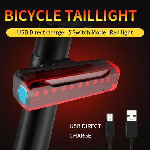 Bike Rear Light, USB Rechargeable 40H Long Runtime Taillight, Bright LED Bicycle Rear Light, 5 Modes, IPX5 Waterproof Bike Lights for Night Riding