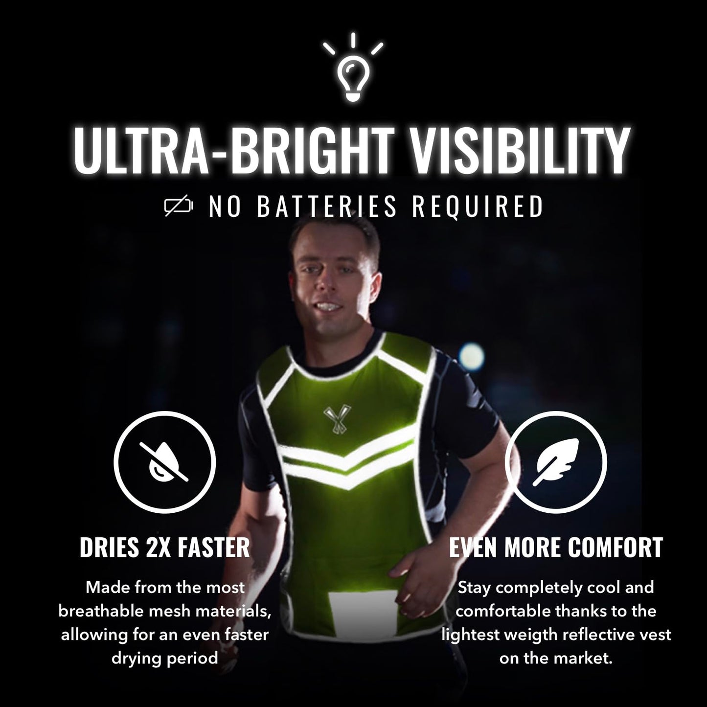 Reflective Safety Vest with Pocket & 2 Bands, High-Visibility Running Vest