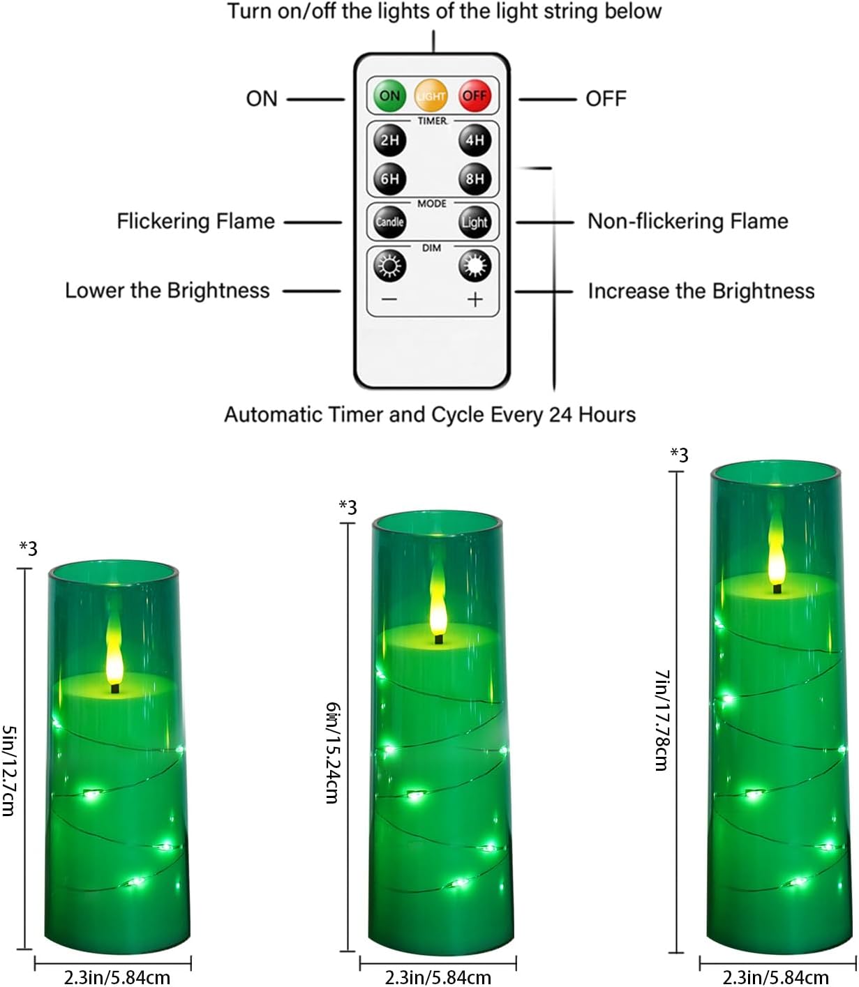 Flameless LED Pillar Candles Set - 9 Pcs White with Remote & Star String for Home Decor