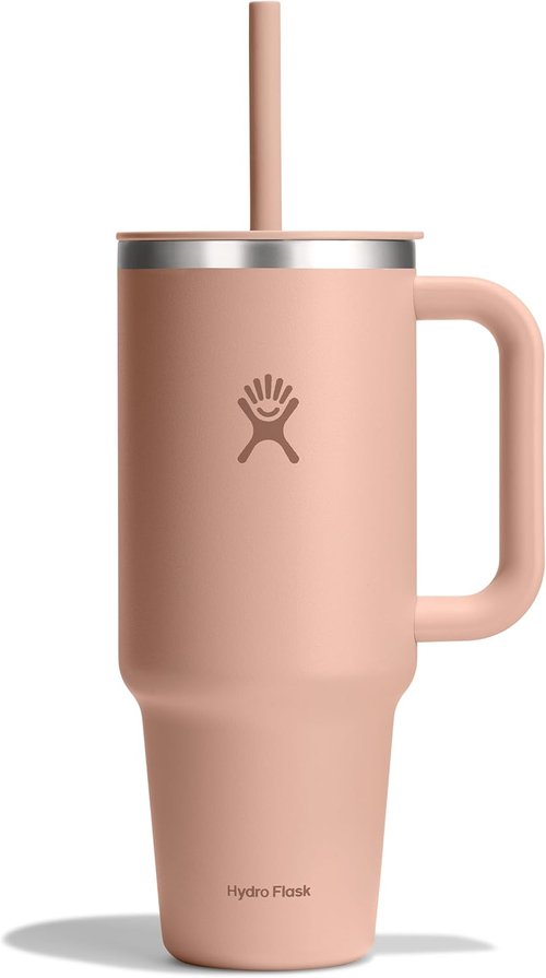 Hydro Flask Travel Tumbler - Insulated Stainless Steel with Handle, Lid & Straw | 40 Oz Seacliff