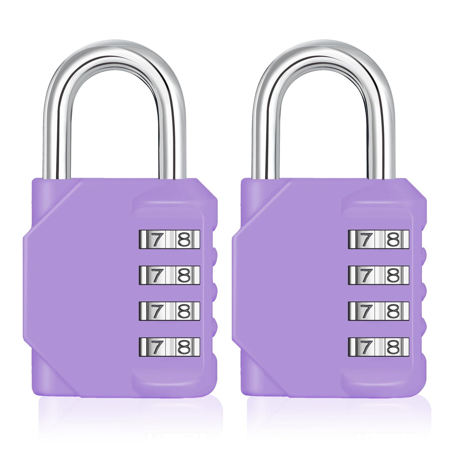 ZHEGE Combination Lock Outdoor 2 Pack, 4 Digit Resettable Weatherproof Combination Padlock for Gym, School, Gates, Doors, Hasps Storage (Purple, 2 Pack)
