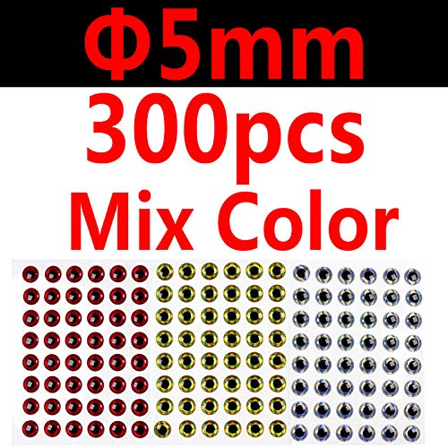 300 Pcs 3D Bionic Fish Eyes Fly Tying Material - 5mm