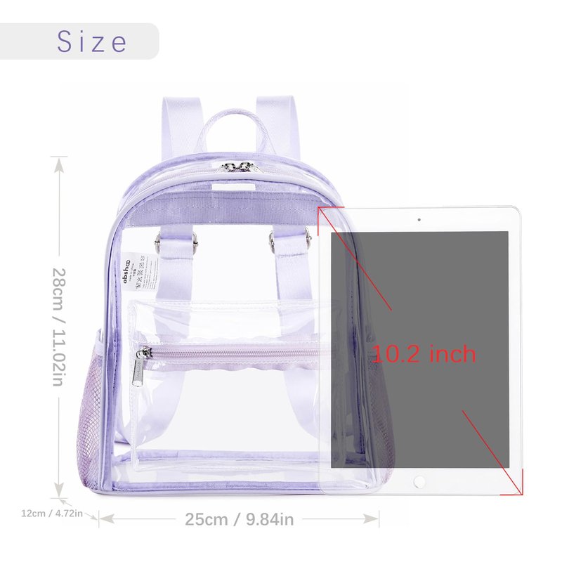 abshoo Clear Mini backpack Stadium Approved 12x12x6 Clear Bag Transparent Small Backpacks (Black)
