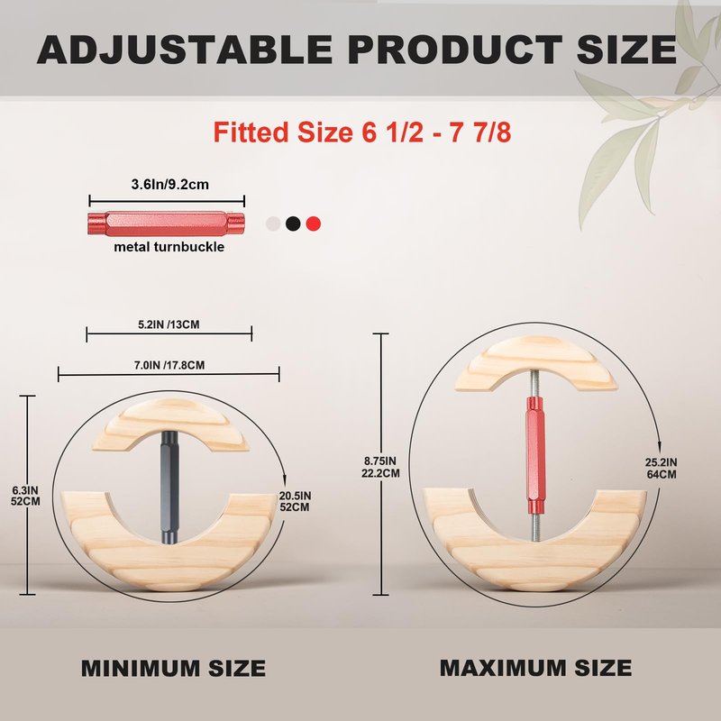 Tusirgre Hat Stretcher, Specifically Designed Hat Stretcher for Baseball Caps, Fitted Hats Jack for Hats Size 6 1/2 to 7 7/8, Fitted Ball Cap Jack, Solid Wood, Heavy Duty of Baseball Extender Widener