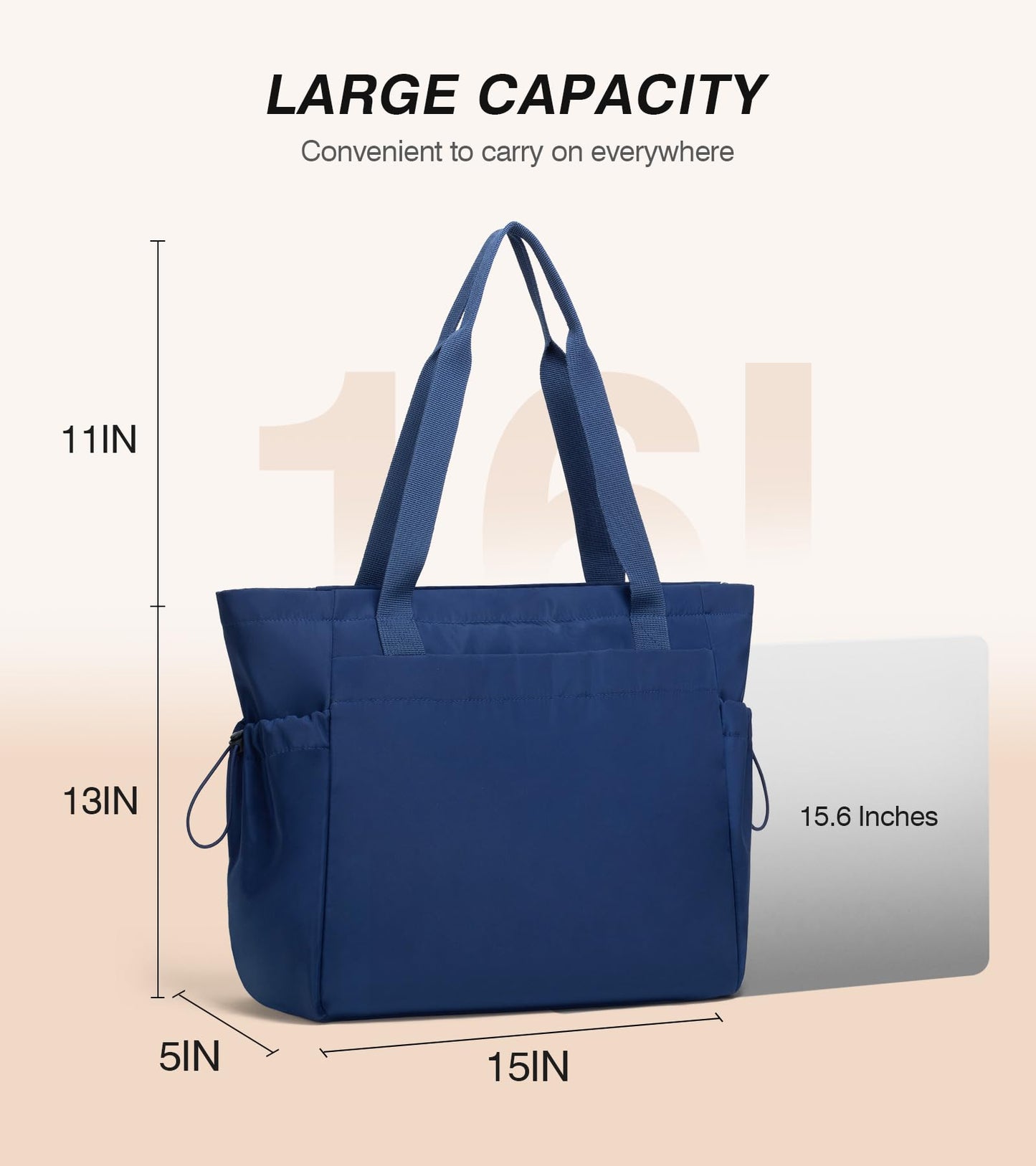 Marvolia Large Tote Bag for Women, Navy Blue