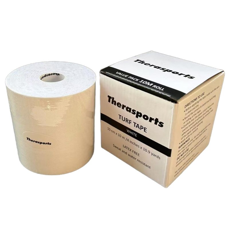 Therasports 4 Inches X 10.9 Yards Turf Tape Football - Extra Wide White Football Turf Tape - Latex Free Sport Tape - Ultra Sticky Athletic Tape, Protects from Turf Burn, Waterproof & Flexible