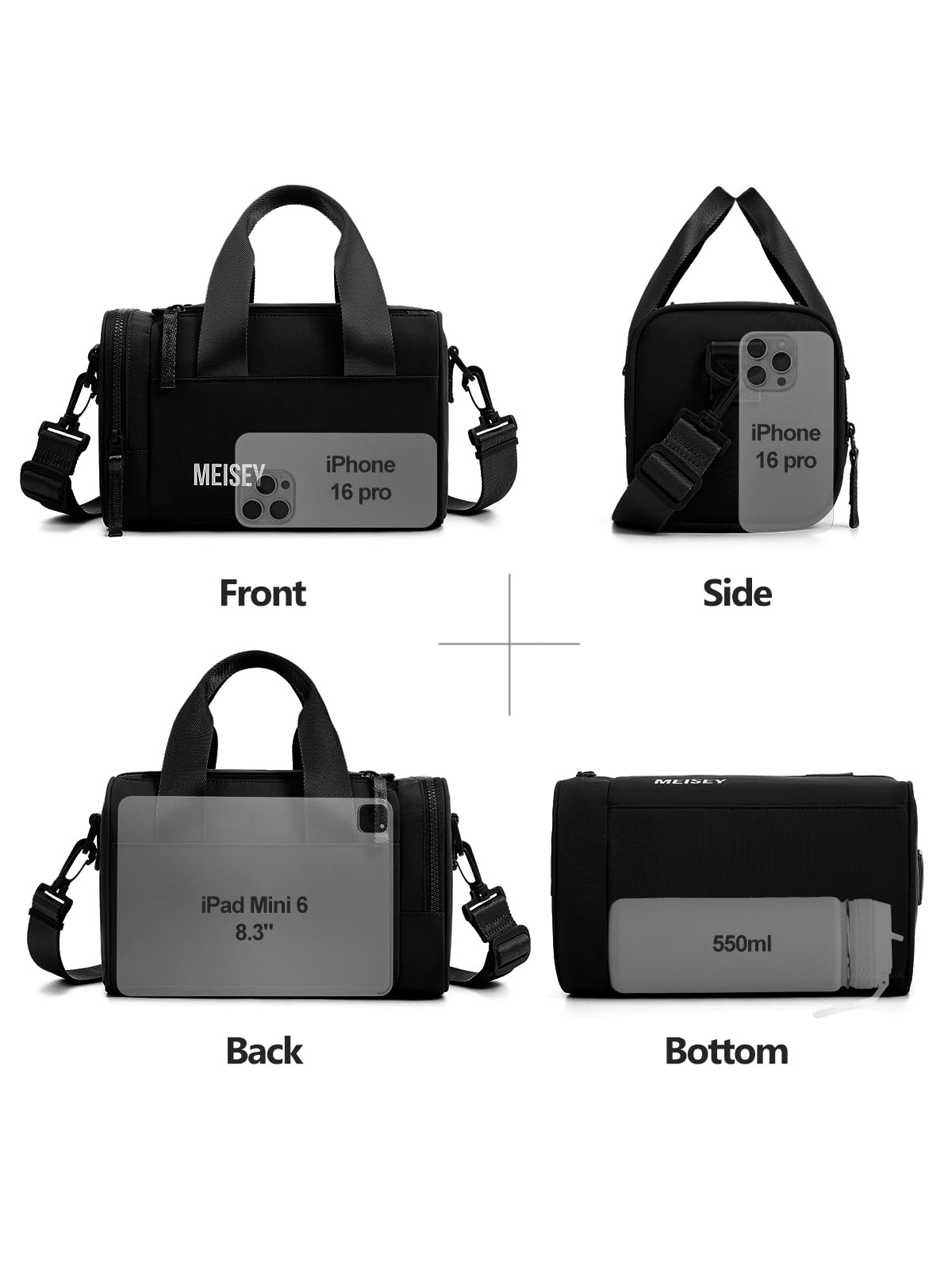 Small Gym Bag Bag With Wet Compartment And Coin Purse Duffel Bags Dance Yoga Workout Bag,Mini Gym Bag For Women (Small Gym Bag - Black)