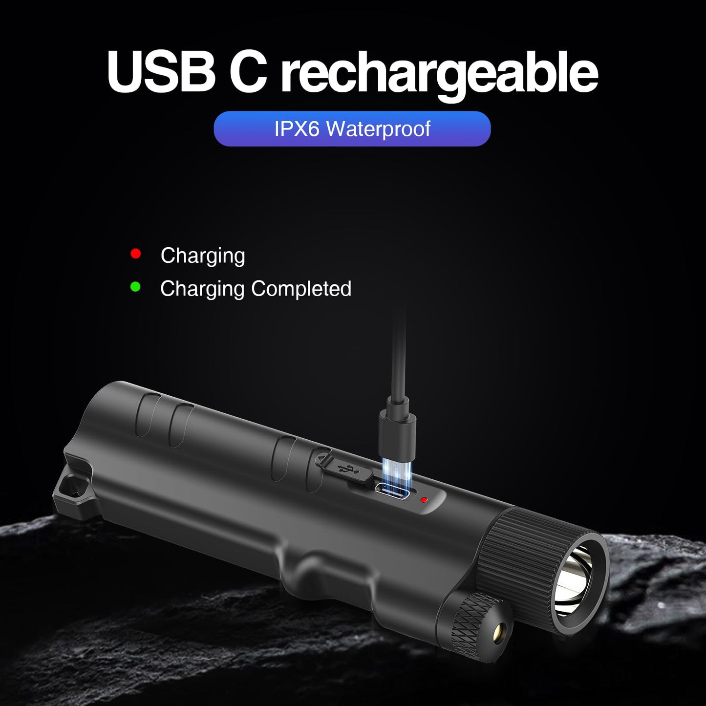 DARKFANG 1500 Lumen Handheld Flashlight with Green Laser Pointer