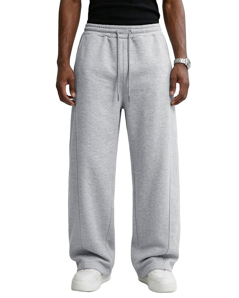 Pillxter Men's Baggy Sweatpants Cotton Fleece Wide Leg Lounge Sweat Pants Drawstring Waist Jogging Pants with Pockets,Light Gray