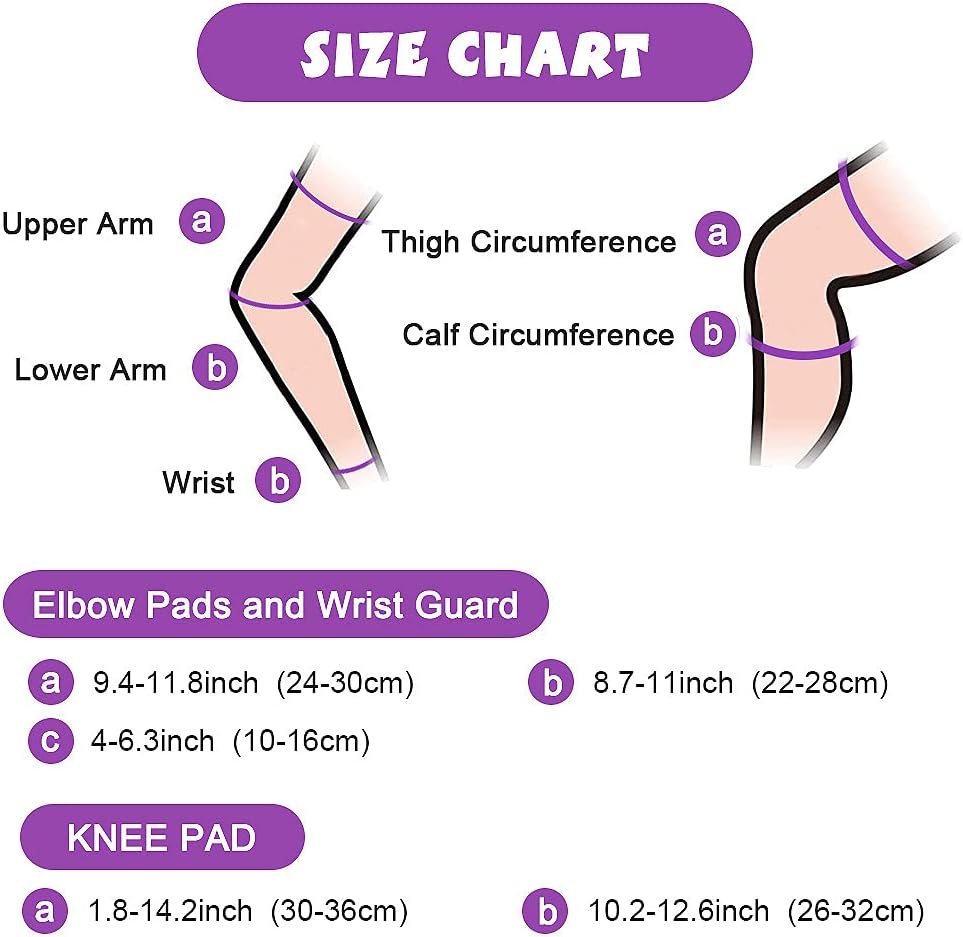 Wemfg Kids Protective Gear Set - Knee Pads, Elbow Pads & Wrist Guards for Ages 3-14 | Ideal for Skating & Cycling