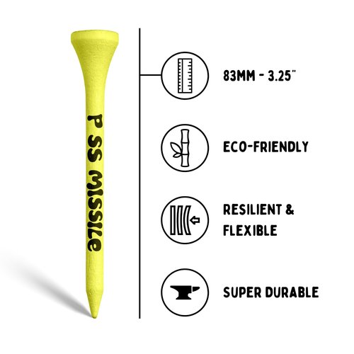 Driver Darts by P*ss Missile, Premium Bamboo Golf Tees | 4-Pack of 18, 83mm (3.25") Wooden Tees | Iconic Packaging and Simple Organization | Funny Golf Accessory for Golfers