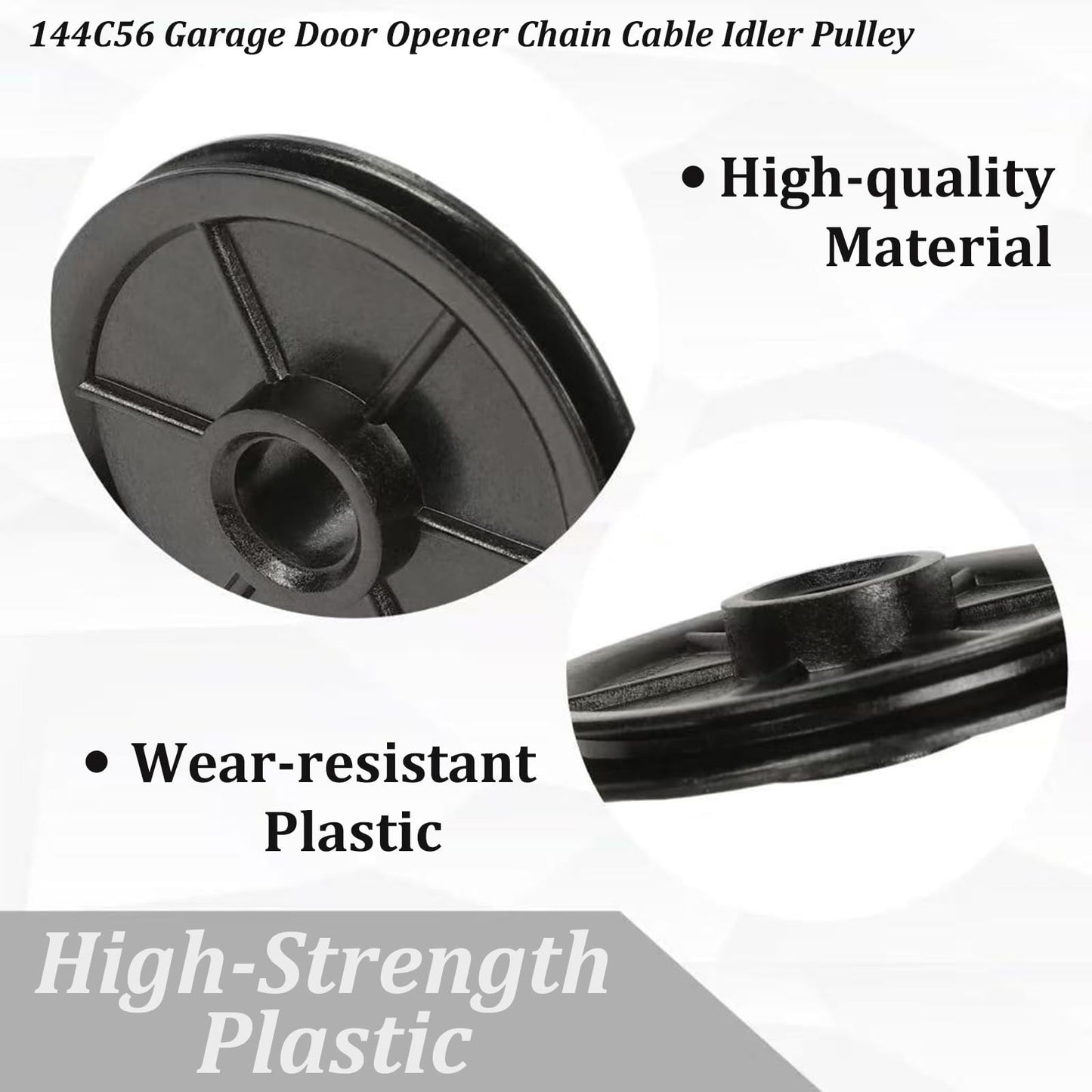 Auaurly 2 PCS Black Plastic Chain Cable Idler Pulley 144C56 Belt Drive Garage Door Idler Pulley 2.5" Fits Garage Door Opener Square Rail Replaces 144C56-A, K144C0056