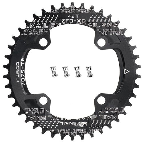 CYSKY 104 BCD Chainring 30T to 52T Narrow Wide Chainring with Sprocket Bolts for 1x Set-up Road Bike Mountain Bike BMX MTB Gravel Ebike (Black, 42T)