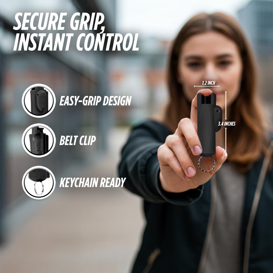 Guard Dog Security Pepper Spray Self Defense for Women, Men, OC Spray, AccuFire World’s Only Laser Sight Pepper Spray Keychain with Belt Clip for Quick Access, 16 Feet Range