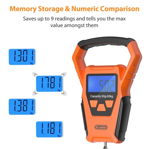 Dr.meter Waterproof Fish Scale - Digital Luggage Weight Scale with Backlit LCD Display | 110lb/50kg Capacity