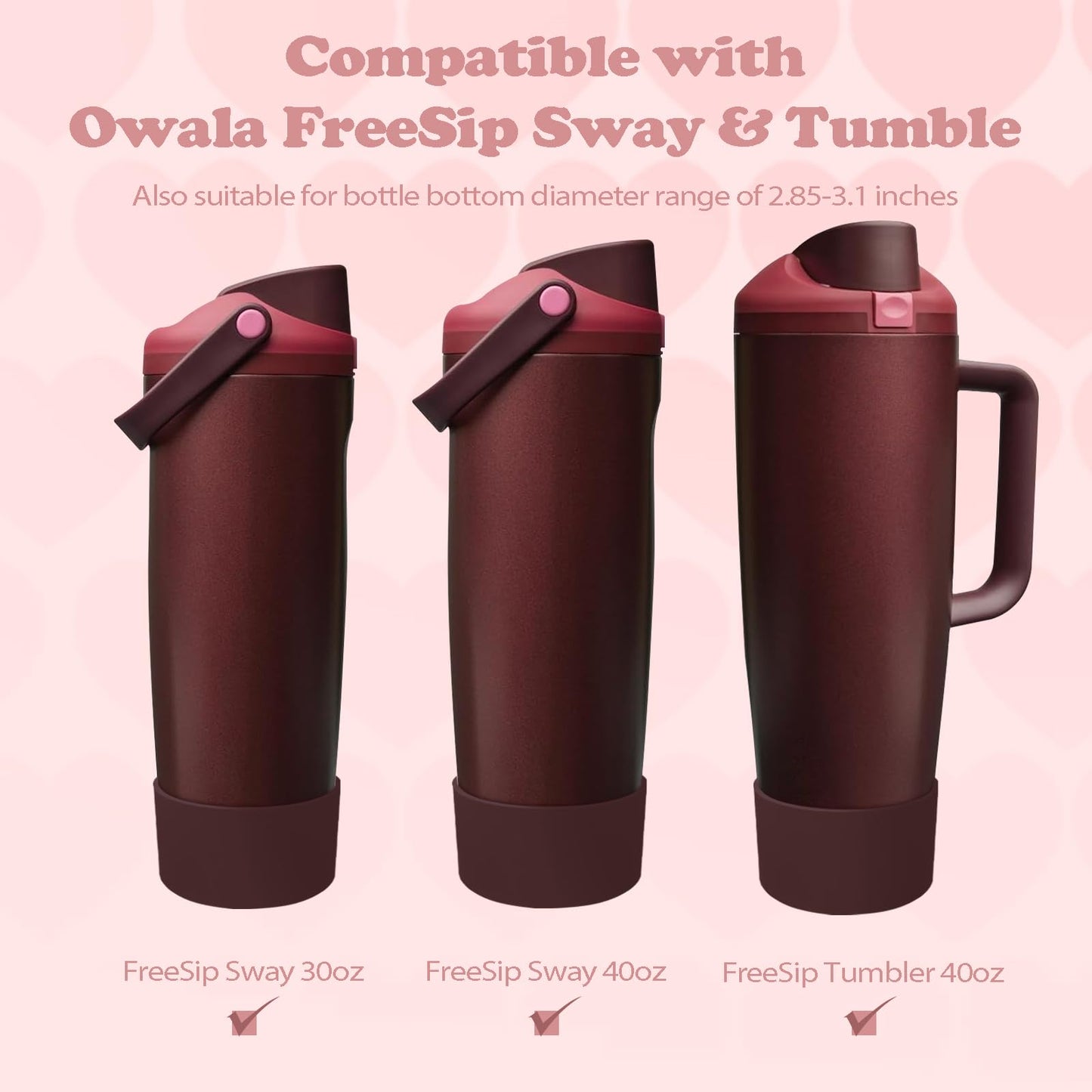 Kaitiaki 2PCS Silicone Boots for Owala 30oz & 40oz FreeSip Sway Bottles & Tumblers – Non-Slip, Scratch-Resistant, Stability Enhancer for Owala Accessories (Black Cherry)