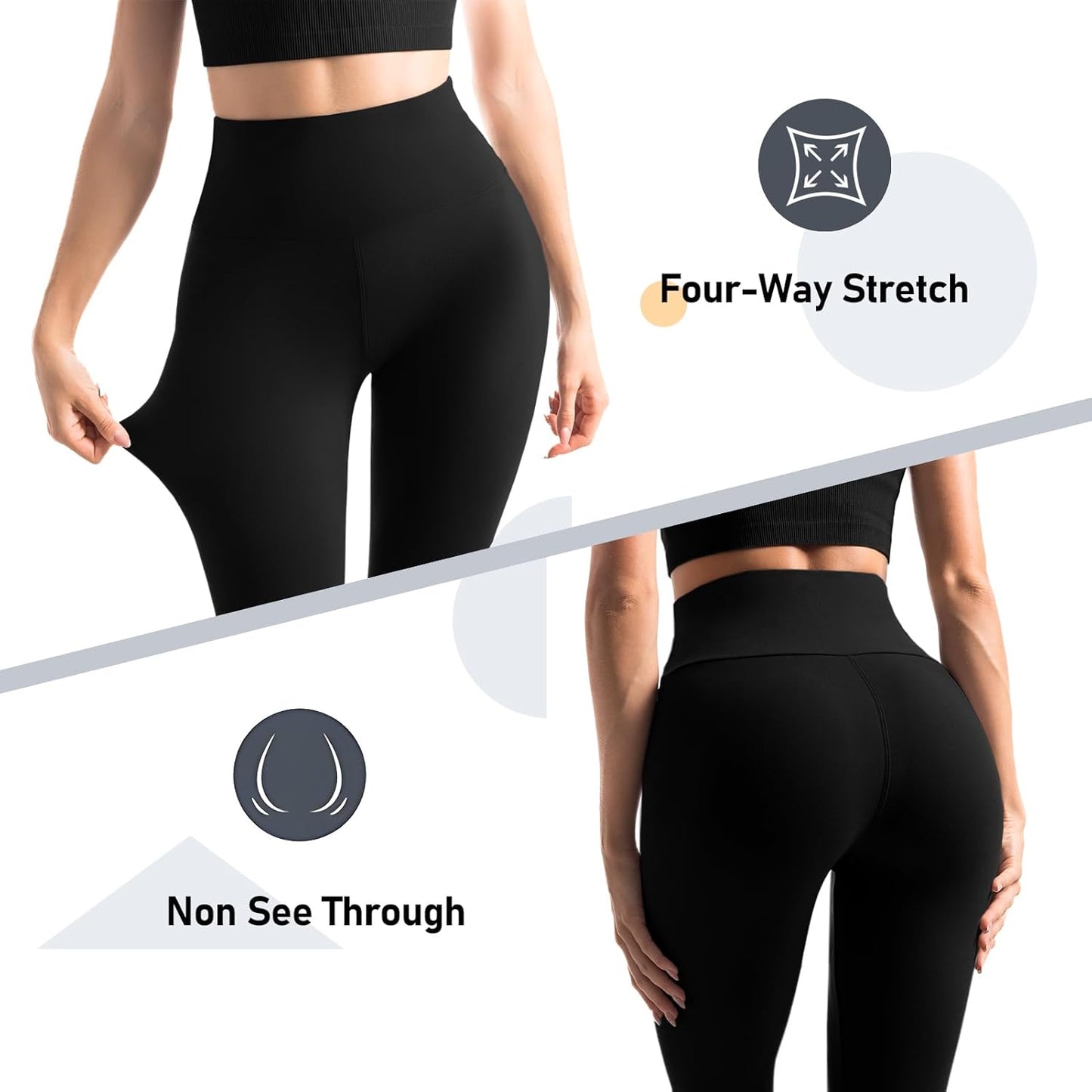 Skiennix High Waisted Leggings - 2 Pack with Pockets for Women | Soft Yoga & Gym Wear