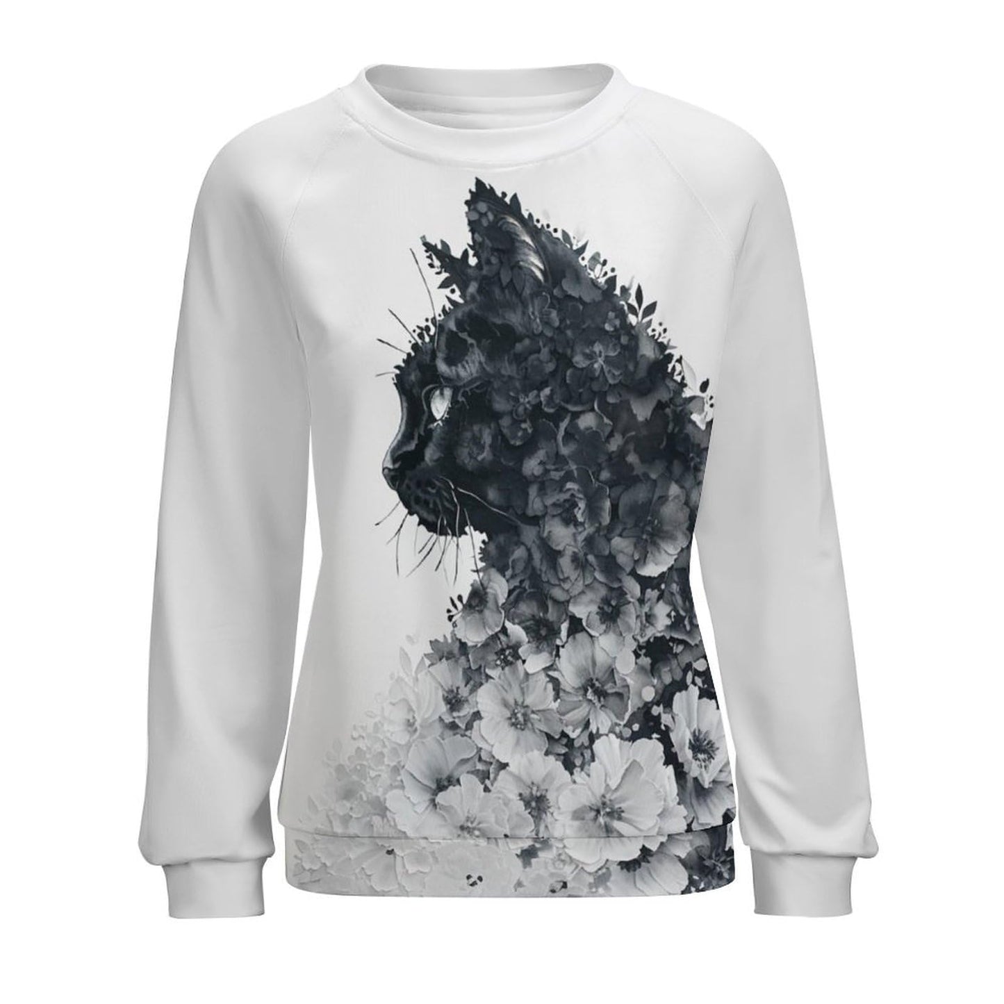 domirica Oversized Sweaters for Women Cute Cat Print Long Sleeve Cotton Oversized Casual Crewneck Warm Sweatshirts Winter Pullover Comfy Westren Fashion Funny Undershirts,L