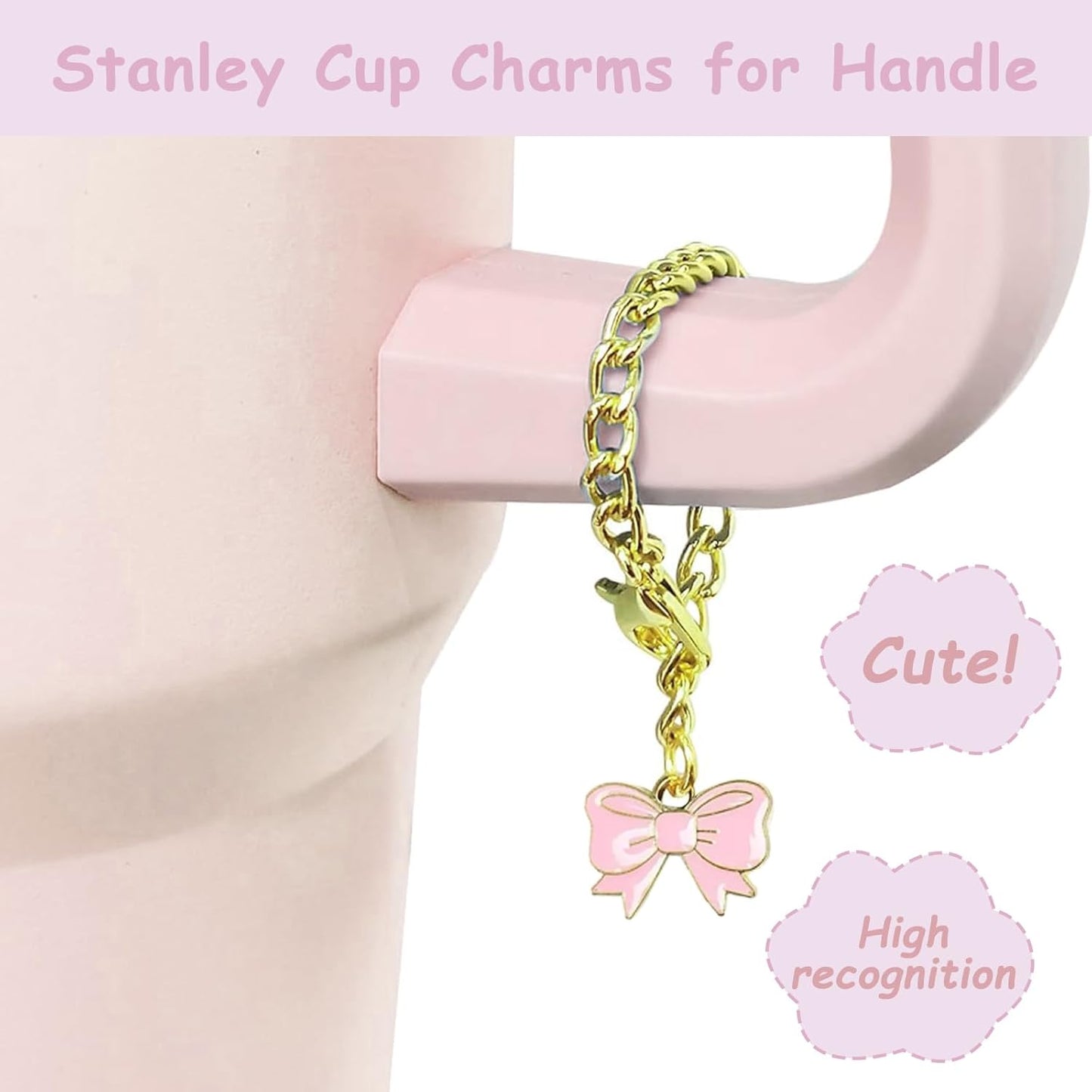 Stanley Cup Accessories Set - 2 Straw Covers, Silicone Stopper & Cute Charm | Fits 40 & 30 Oz Tumblers (Peony 2.0)