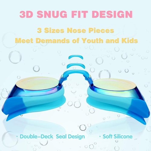 Keary Kids Swim Goggles - Anti-Fog, Waterproof, UV Protection for Ages 3-12 | Clear Vision Pool Goggles