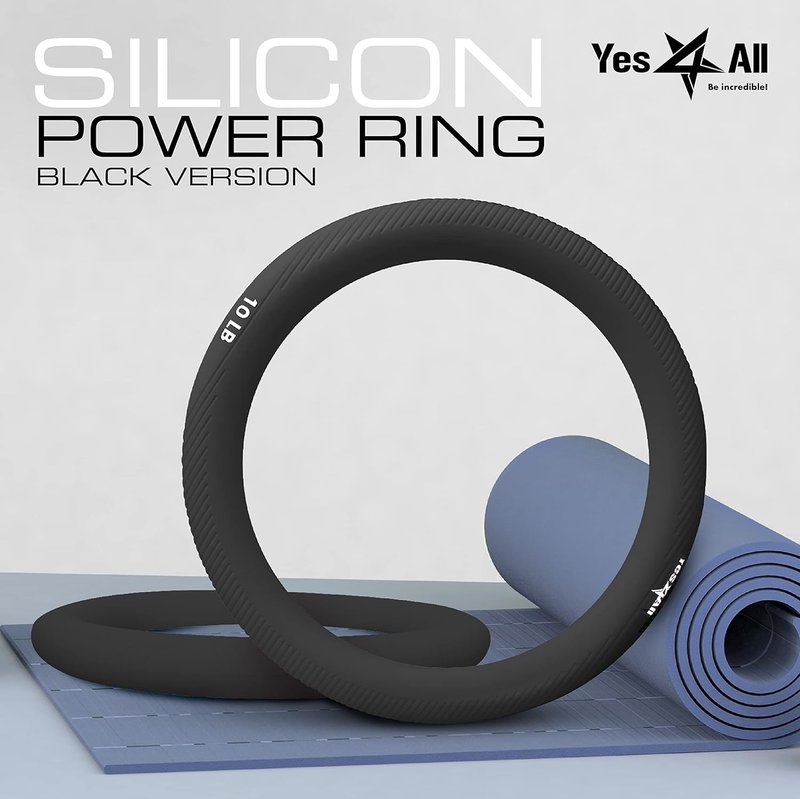 Yes4All Power Ring 10lbs, Weight Ring, Weighted Circle, Kettlebell for Yoga Exercise, Aerobics, Home Fitness, Core Training - Black