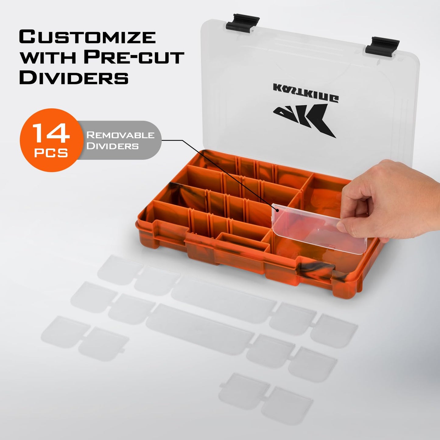 KastKing Bait Vault Camouflage Tackle Box, Plastic Fishing Tackle Box Storage Organizer with Removable Dividers, 4 Packs Tackle Trays Terminal Tackle Storage, Right Angle Lure Boxes