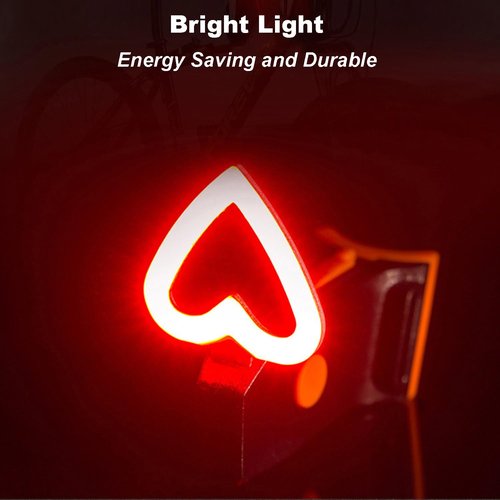 AaiLucky Rechargeable Bike Tail Light LED Bicycle Rear Light for Night Riding, Bright Girls Heart Shape Bike Taillight, Cycling Warning Light for Adults Kids Women, 5 Modes & Waterproof