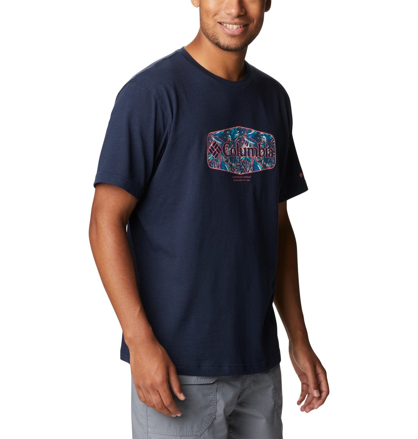 Columbia Men's Thistletown Hills Graphic Short Sleeve, Collegiate Navy HTHR/Wanderland Graphic, 3X Big