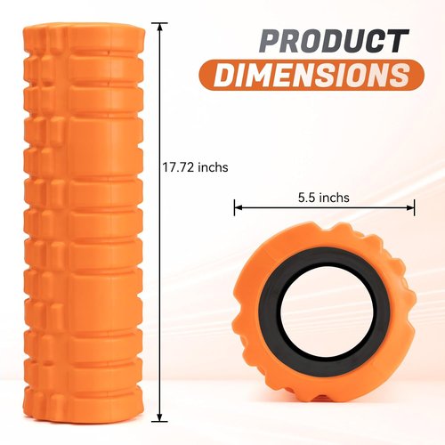 Foam Roller - Deep Tissue Massager for Muscle Recovery | 18" Trigger Point Roller in Orange