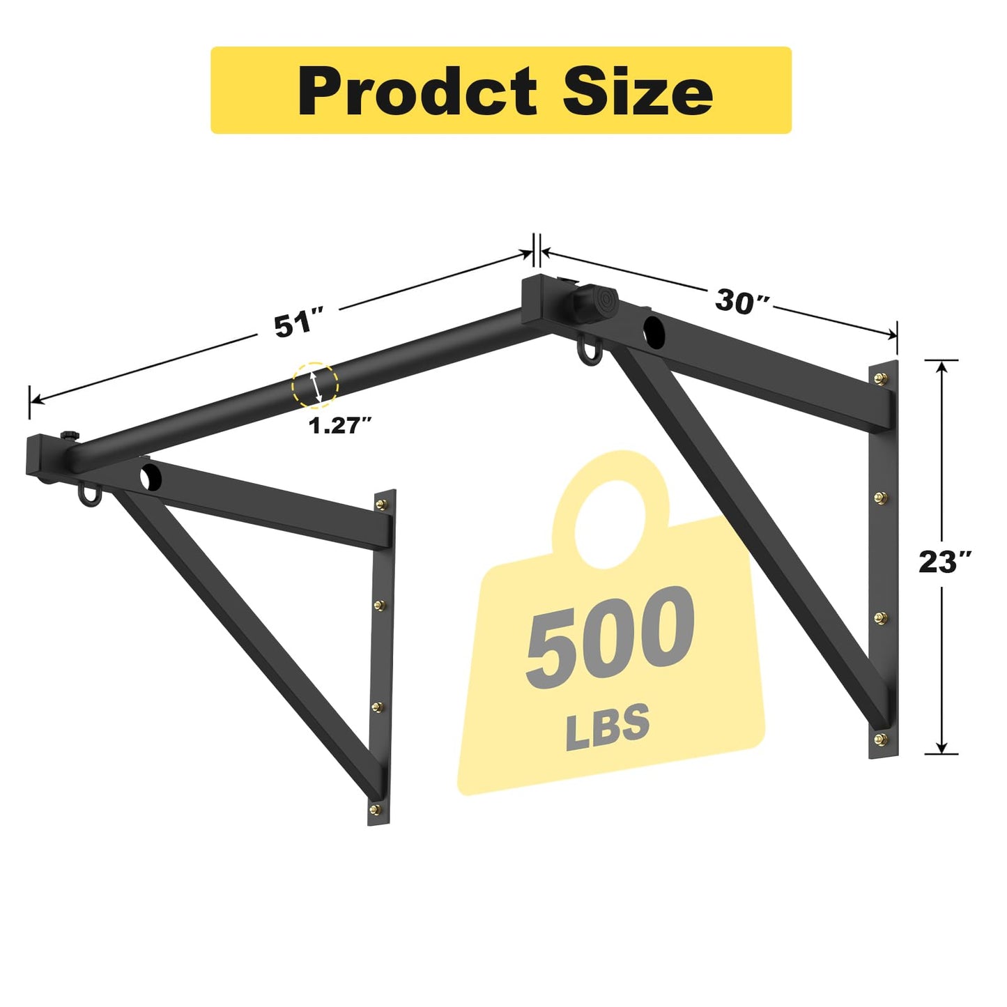 Pull Up Bar Wall Mounted, Adjustable Depth 51" Chin Up Bar, Strength Training Pull-Up Bars 500lbs Weight Capacity, Wall Mounted Pull Up Bars, Chin Up Workout Training Station for Home Gym Garage