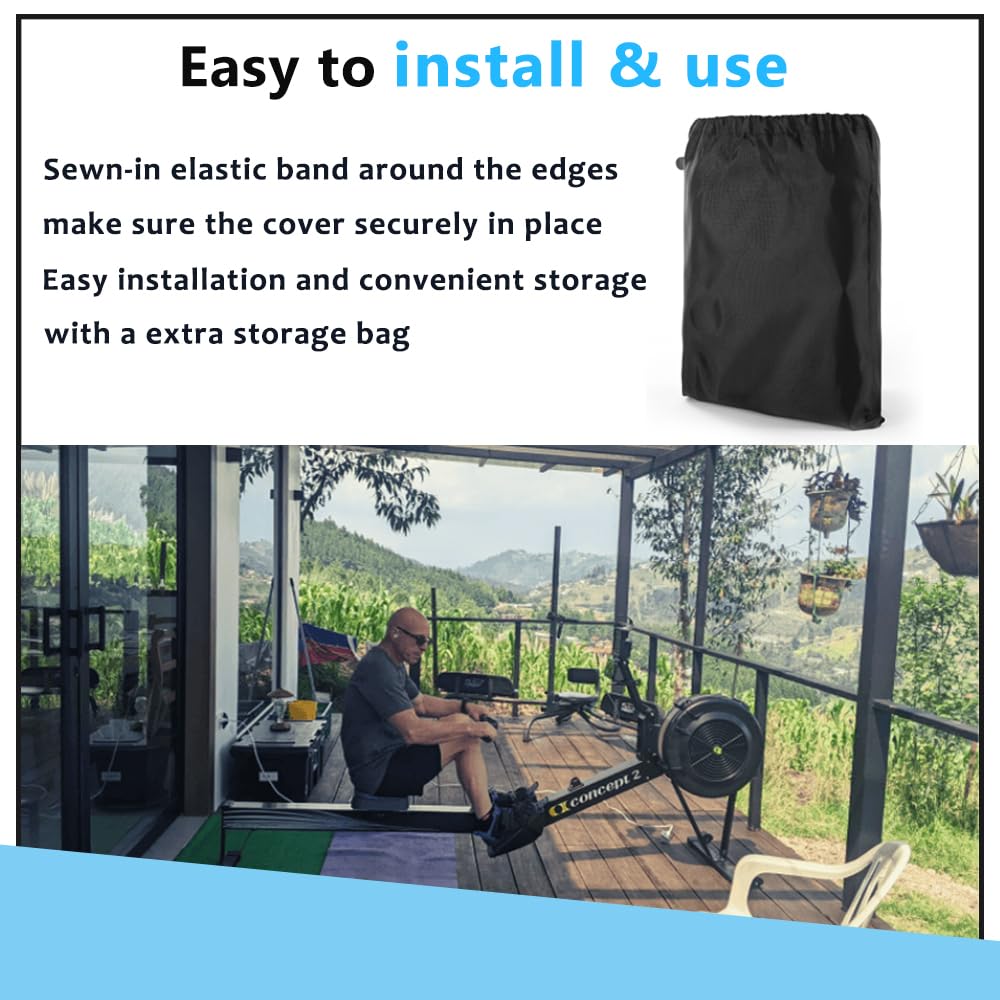 Rowing Machine Cover, Row Protector Accessories Compatible with Concept 2 Model C & D, Waterproof Dustproof 210D UV Resistant for Indoor Outdoor