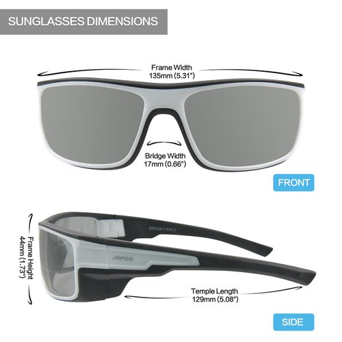 Jefoo Polarized Fishing Sunglasses for Men Women Water Repellent Wrap Around Sports Sunglasses Photochromic UV400 Protection