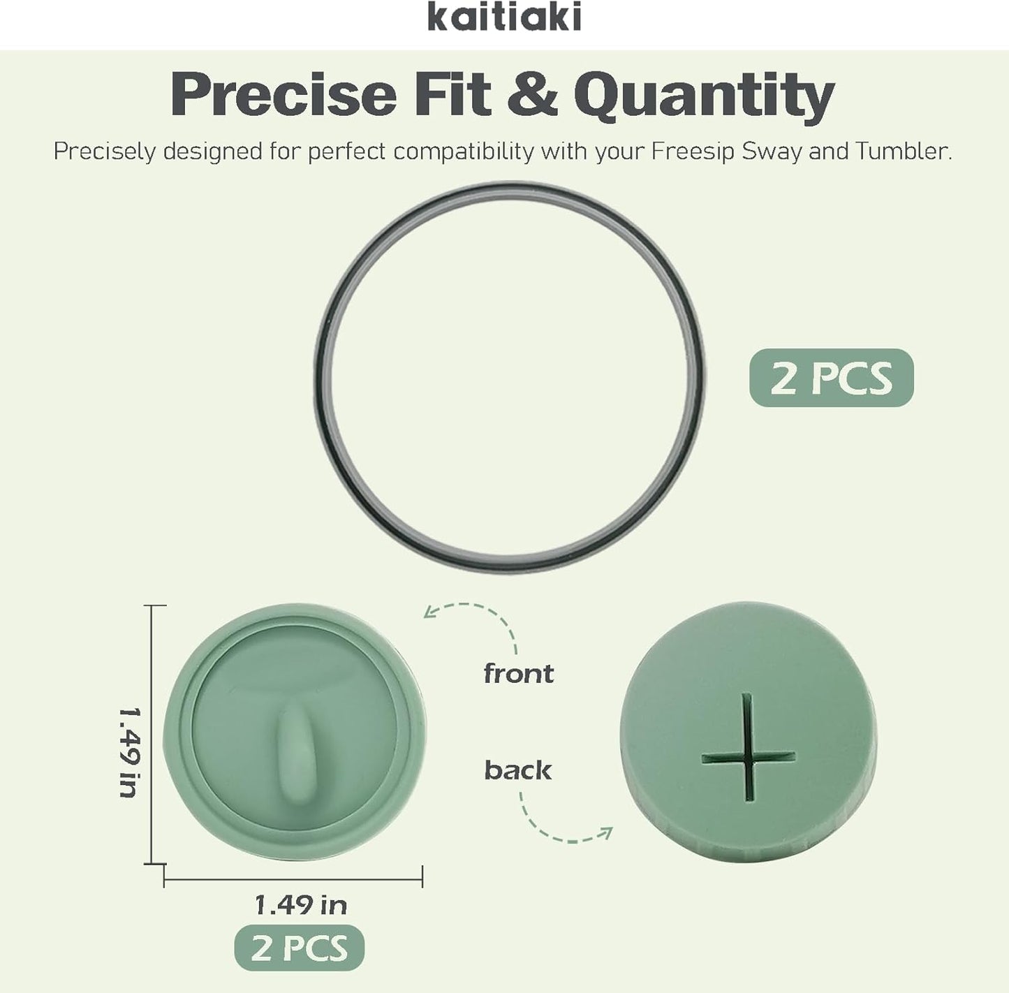 Owala | Leak-Proof Silicone Stopper & Gasket Rings Set - Food-Grade, 10 Colors, Includes 2 Pads & Rings (Eucalyptus Green)