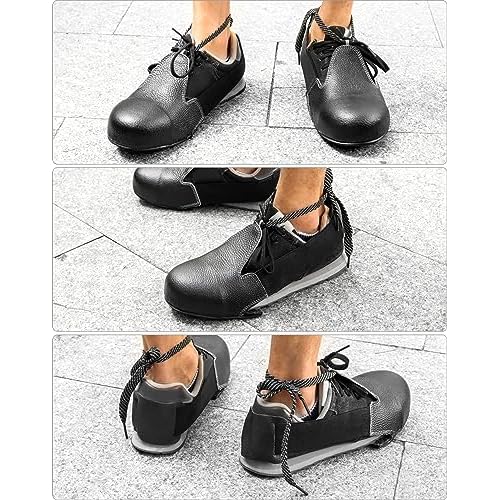 QWORK Steel Toe Cap Safety Overshoes Workplace Anti-smash Cover with Adjustable Strap for Men/Women, 4 Pairs (Size 5-12 US)