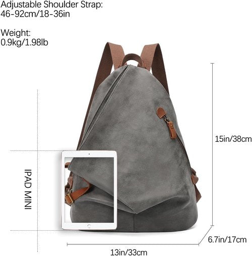 KL928 PU Leather Vintage Backpack - Stylish Large Casual Daypack for Outdoor Travel & Hiking